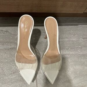 Gianvito Rossi White and Tan Women's Heels Size 5.5